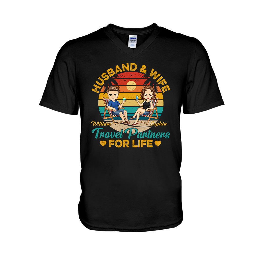 Husband And Wife Travel Partners - Personalized Couple T-shirt and Hoodie
