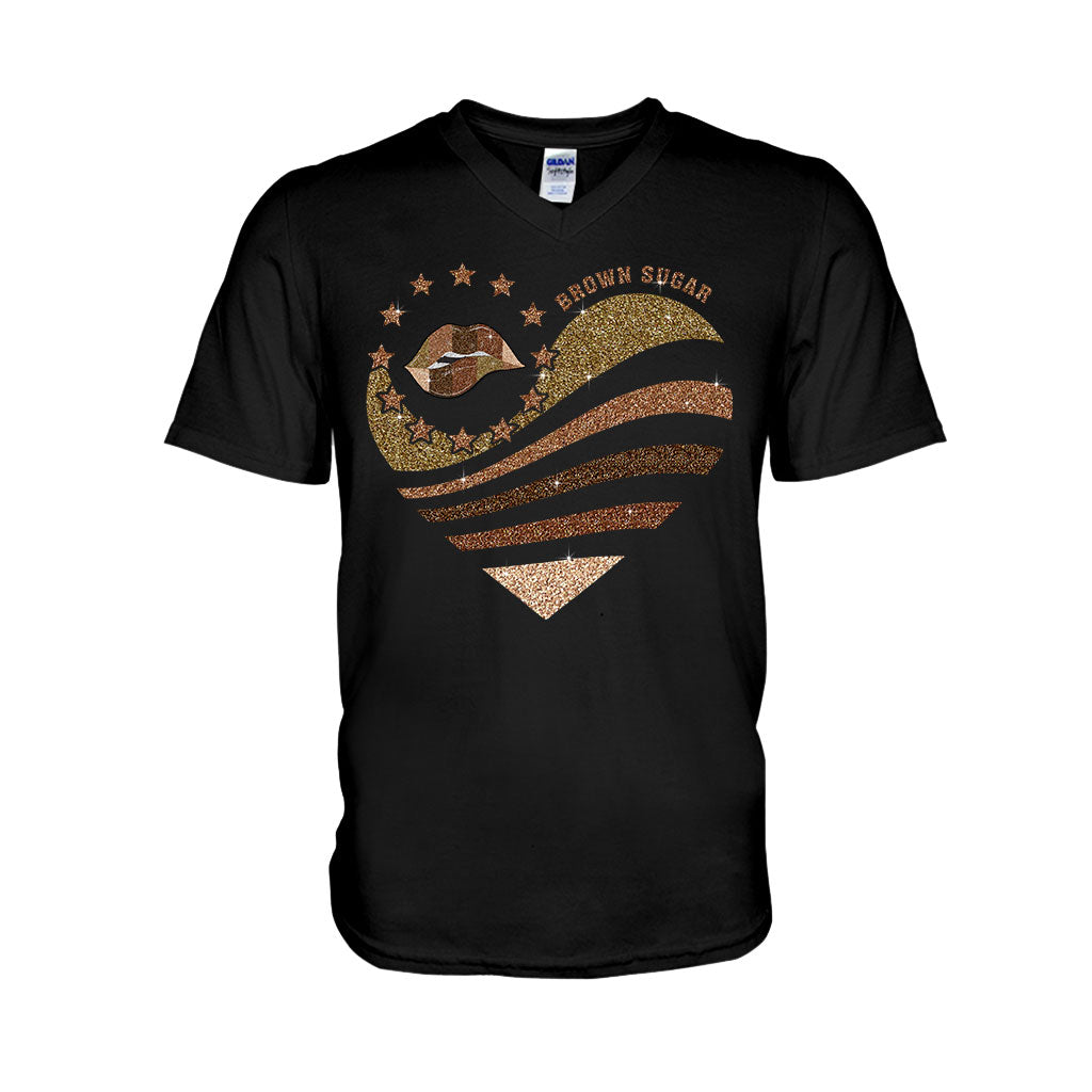 Brown Sugar - African American T-shirt and Hoodie With Faux Glitter Print 112021
