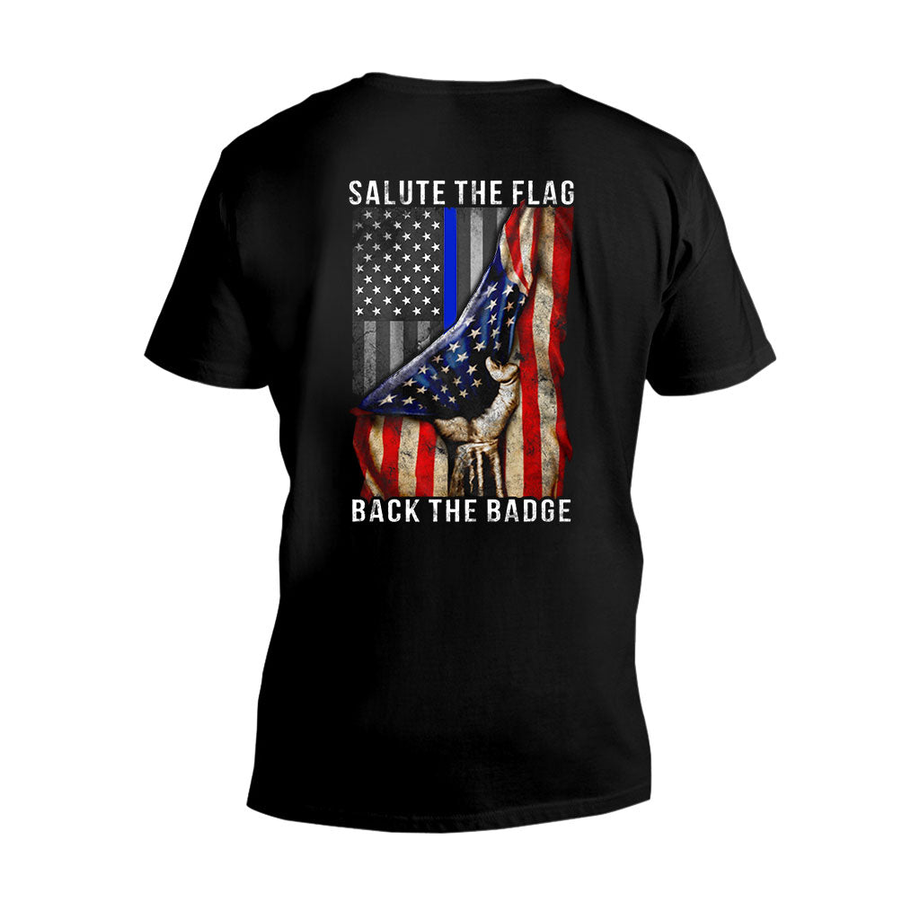 Salut au drapeau - T-shirt et sweat à capuche pour policier 0621