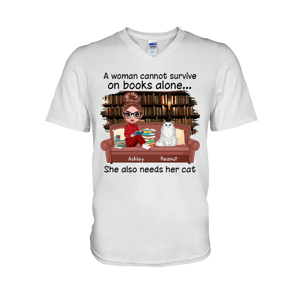 Livres et chats - T-shirt et sweat à capuche personnalisés avec motif de livre