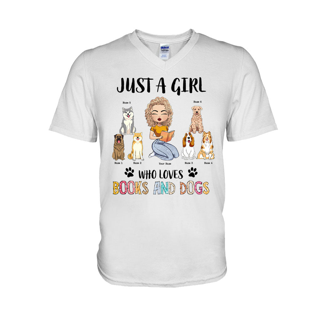 Juste une fille qui aime les livres et les chiens - T-shirt et sweat à capuche personnalisés avec des livres