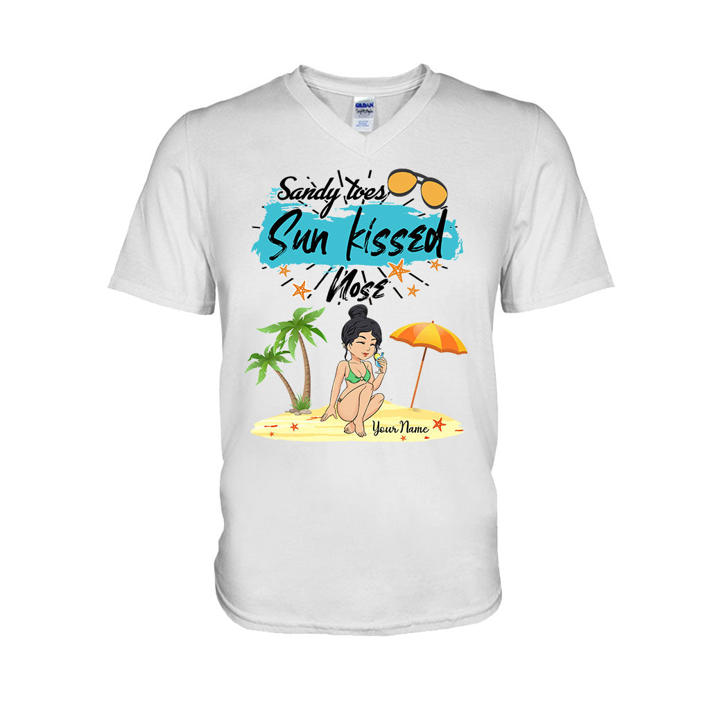 T-shirt et sweat à capuche personnalisés « Sandy Toes Sunkissed Nose » pour les amoureux de la mer