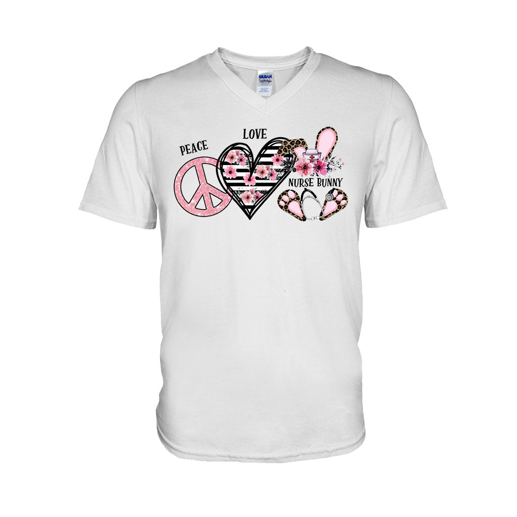 T-shirt et sweat à capuche personnalisés « Paix, Amour et Infirmière Lapin »