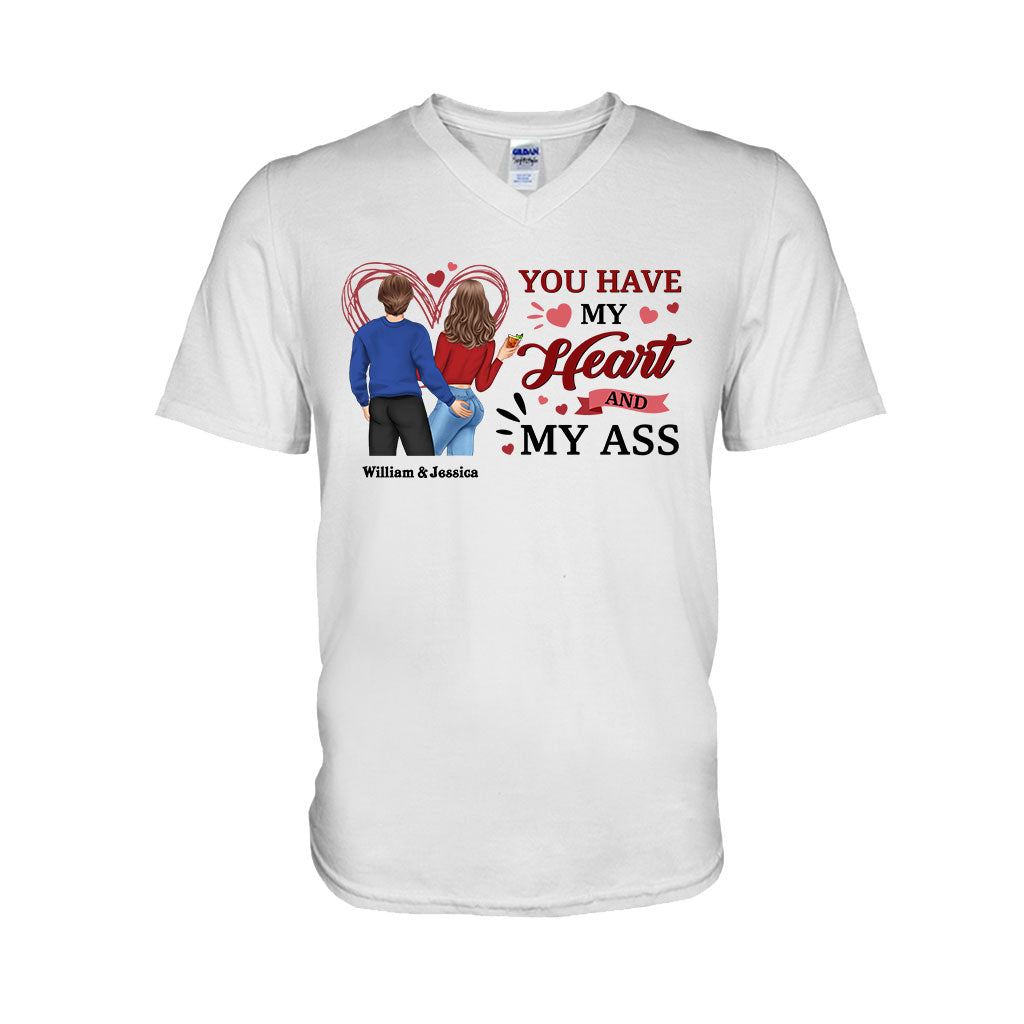 Tu as mon cœur et mes fesses - T-shirt et sweat à capuche personnalisés pour couples