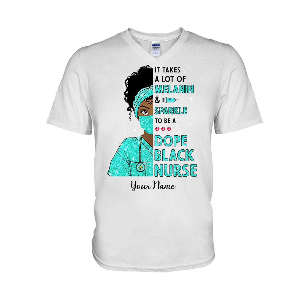 Il faut beaucoup de mélanine et d'éclat - T-shirt et sweat à capuche personnalisés pour infirmière avec imprimé à faux paillettes