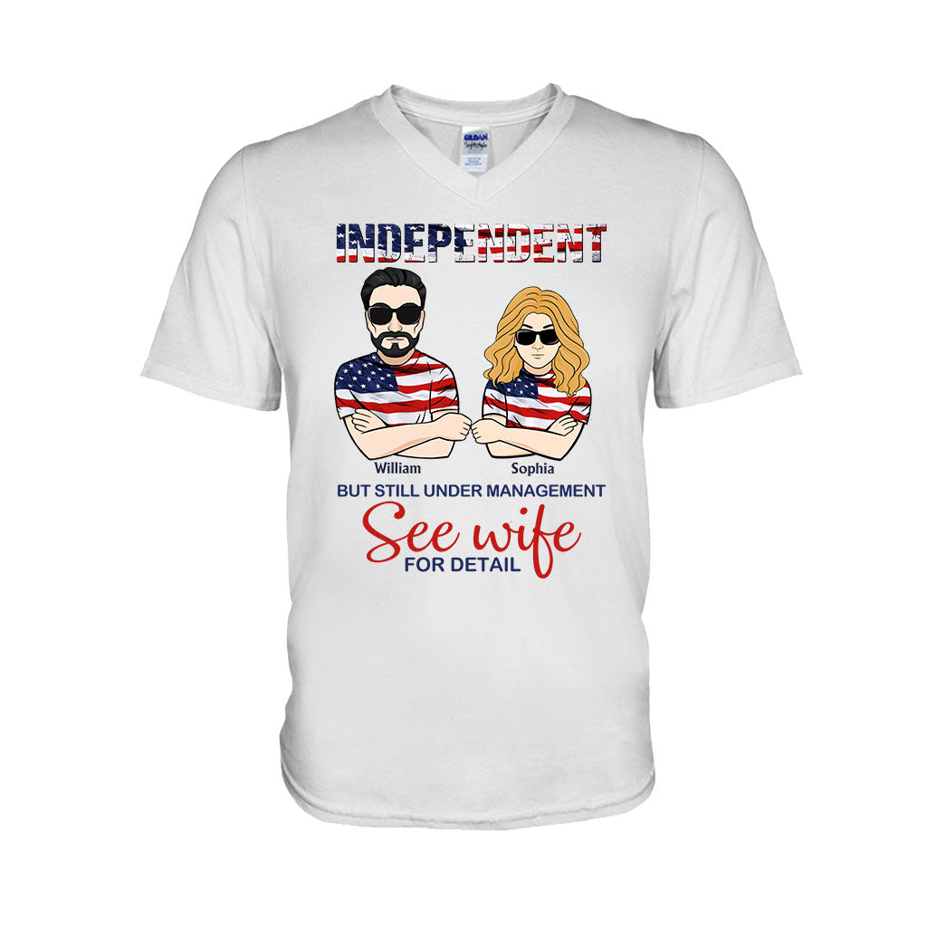 Indépendants mais toujours sous gestion - T-shirt et sweat à capuche personnalisés pour couples à l'occasion de la fête de l'indépendance