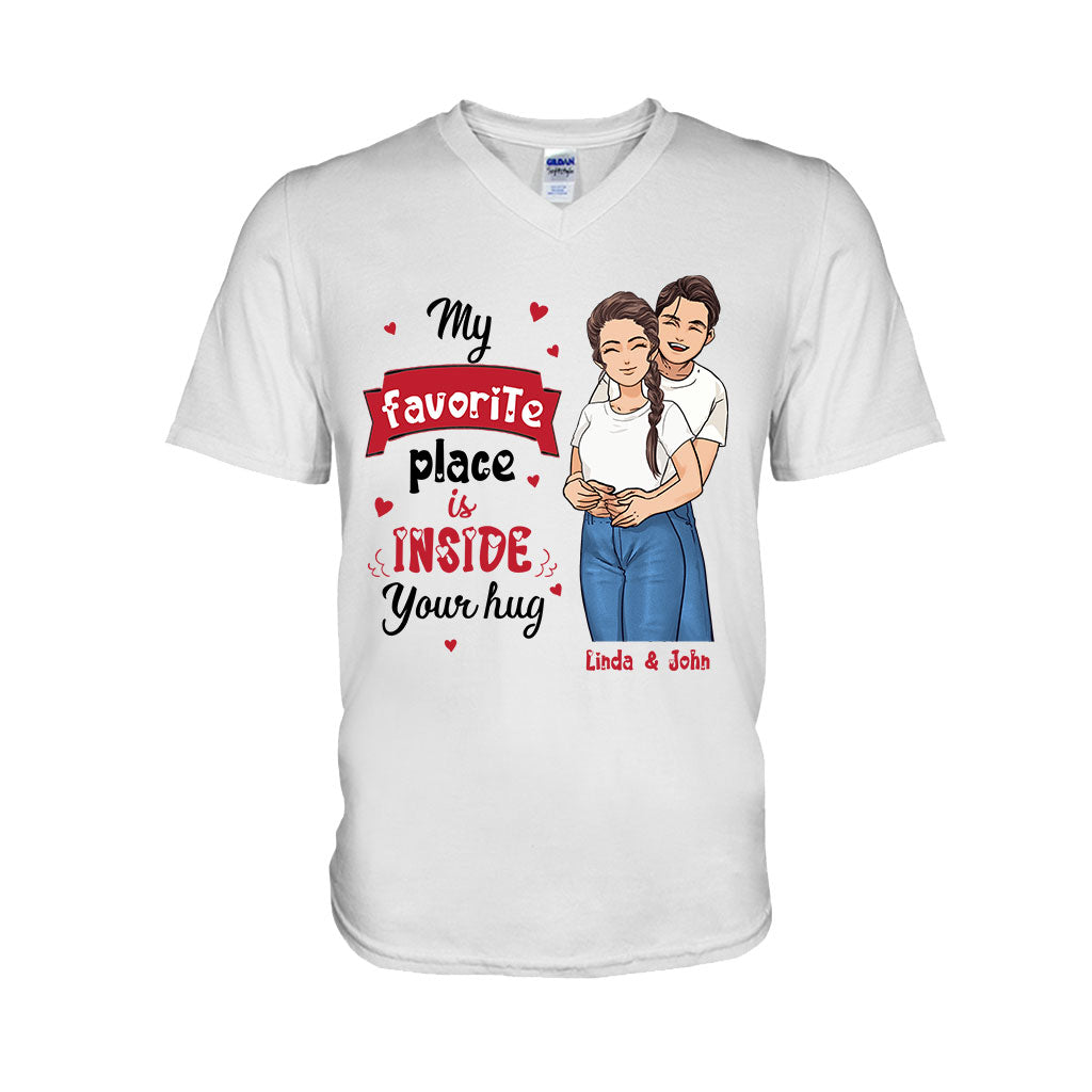 Mon endroit préféré, c'est dans tes bras - T-shirt et sweat à capuche personnalisés pour couples