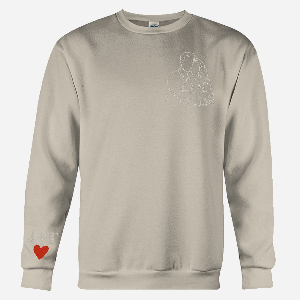 Pull brodé personnalisé pour couple avec photo au trait