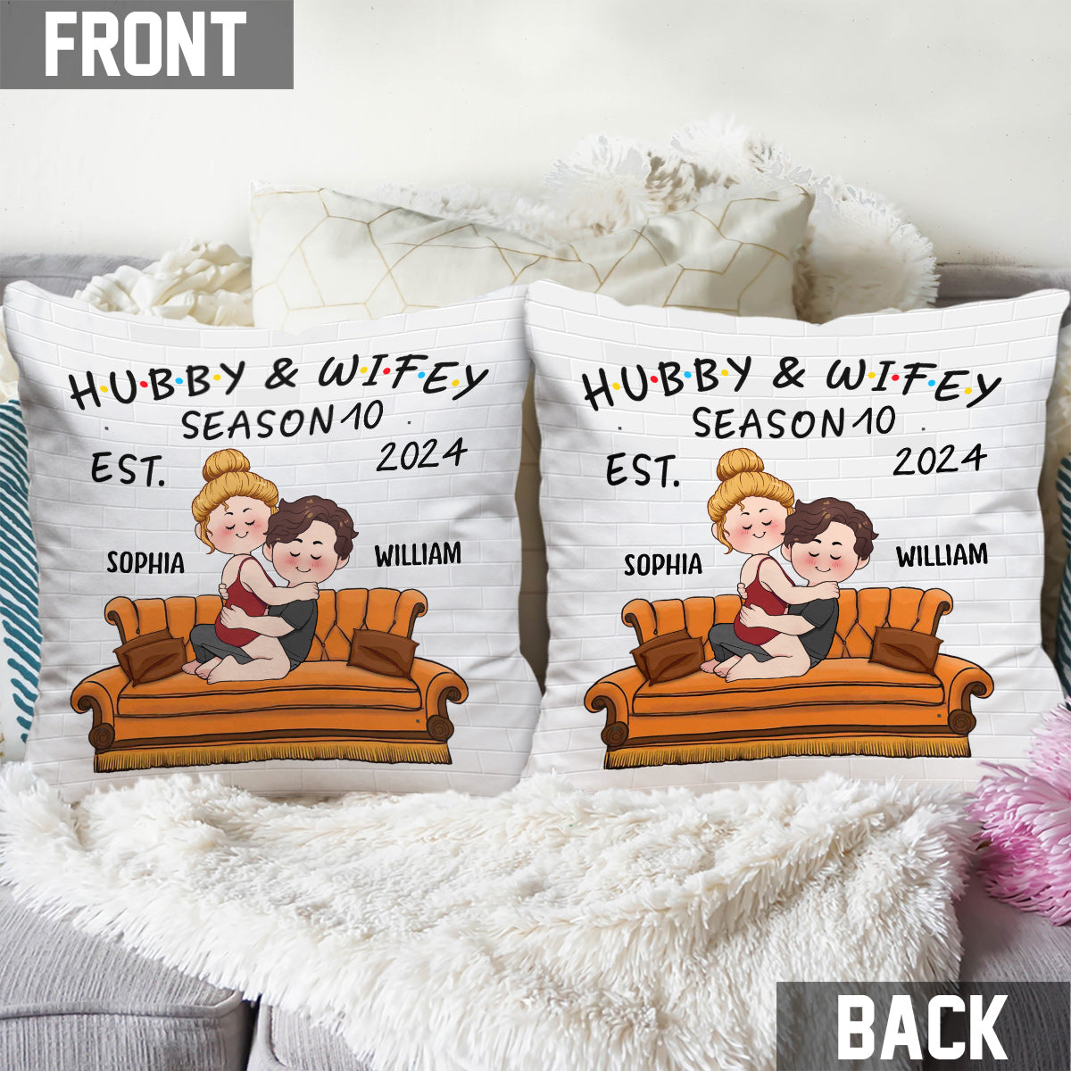 Coussin décoratif personnalisé pour couple « Mari et Femme »