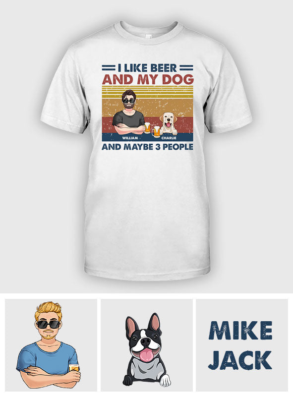 J'aime la bière et mes chiens - T-shirt et sweat à capuche personnalisés pour chiens