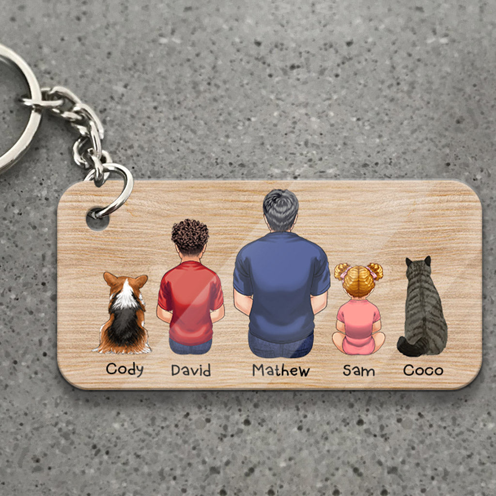 Meilleur papa du monde - Porte-clés personnalisé pour homme, enfants, chien et chat