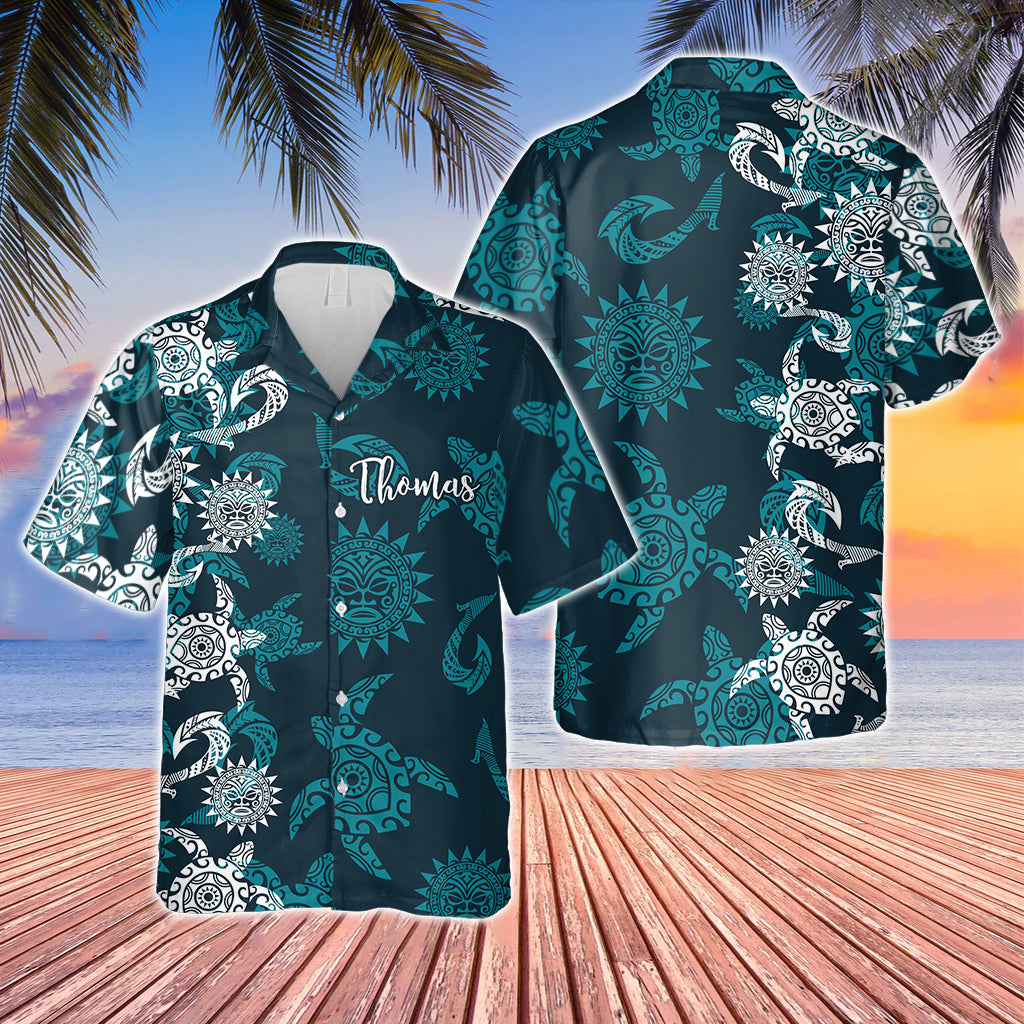 Beautiful Tribal Turtle - Personalized Turtle Hawaiian Shirt
