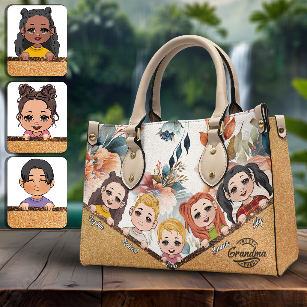 Meilleure grand-mère du monde (tous titres) - Sac à main en cuir personnalisé pour grand-mère