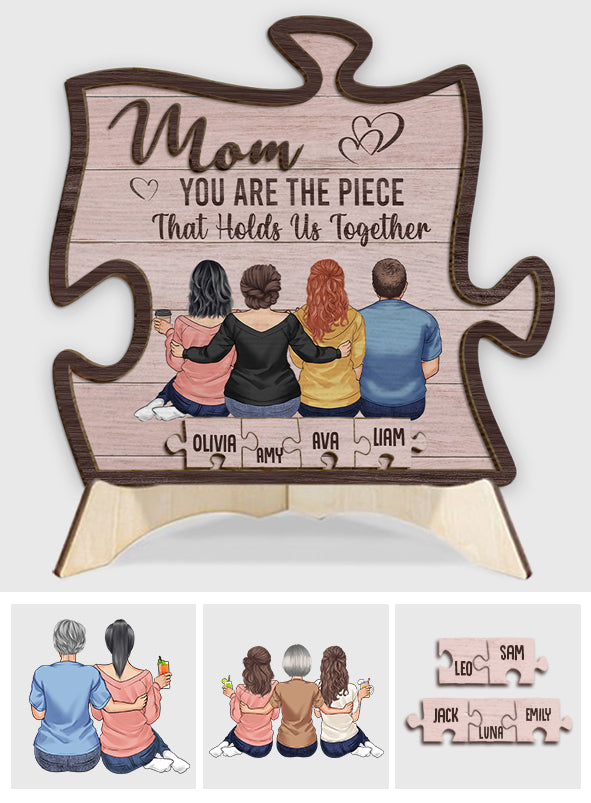 Tu es le pilier de notre couple - Plaque en bois personnalisée « Maman » à 2 couches