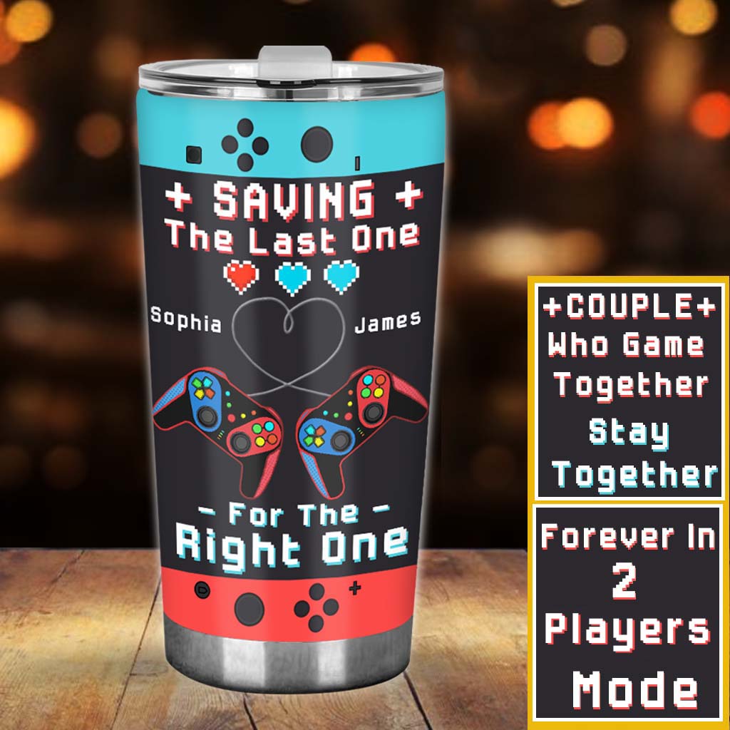 Couple de gamers qui gardent le dernier verre pour la bonne personne - Gobelet isotherme personnalisé pour jeux vidéo