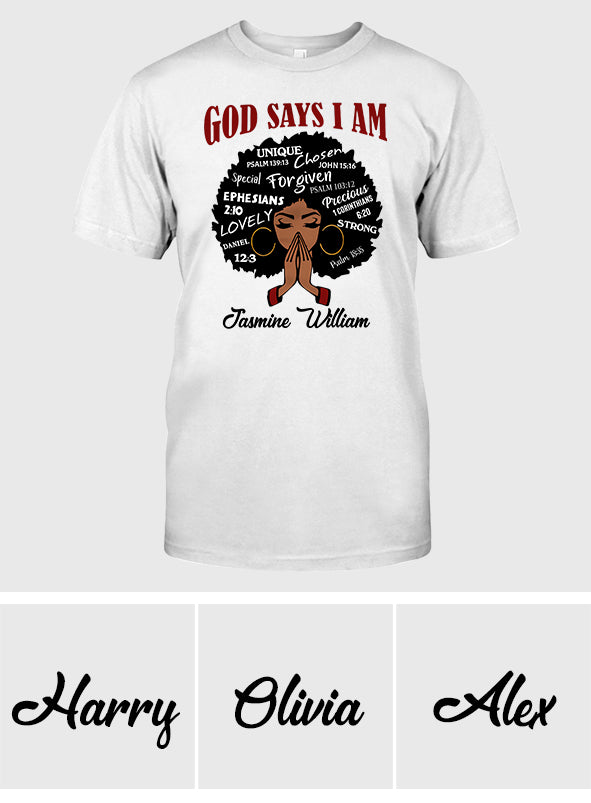 Dieu dit que je suis - T-shirt et sweat à capuche personnalisés pour afro-américains