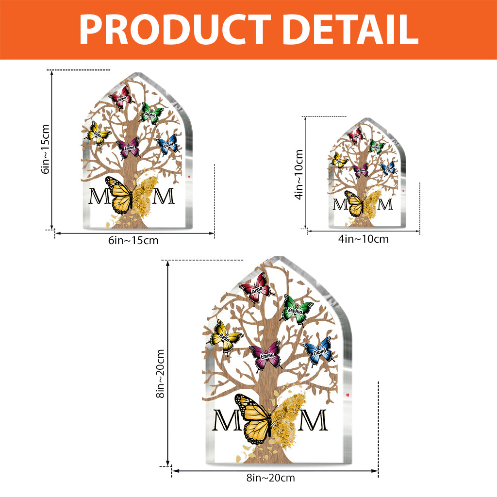 Papillons Maman - Plaque acrylique personnalisée en forme de papillon pour maman