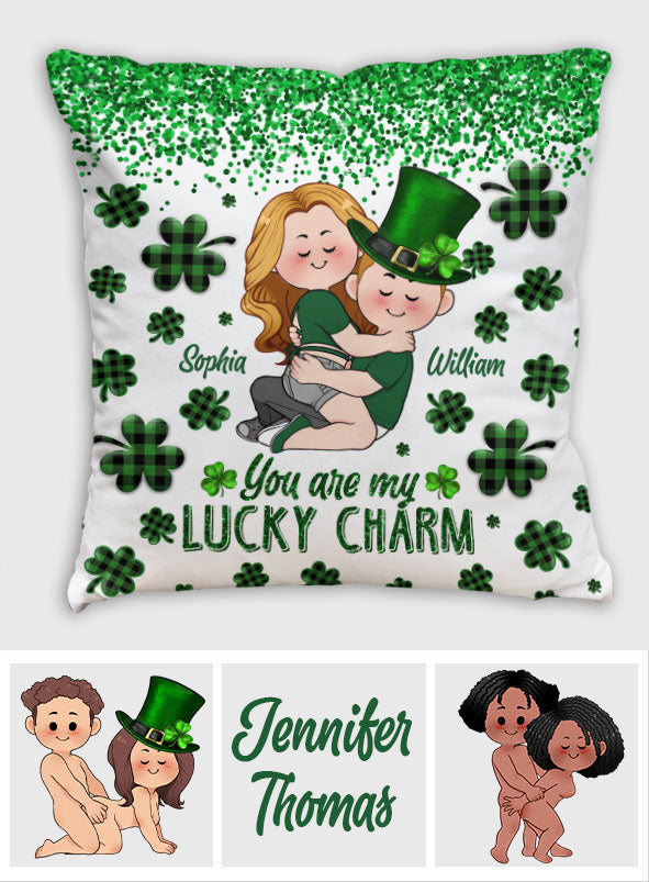 Tu es mon porte-bonheur - Coussin décoratif personnalisé pour couple