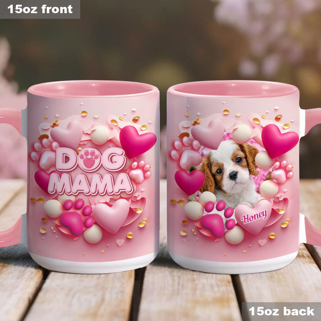 Mug personnalisé « Maman Chien Chat Fourrure » ​​avec cœur rose 3D