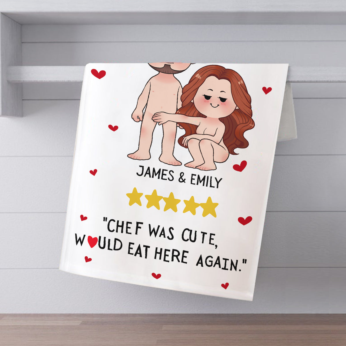 Le chef était adorable, je reviendrais manger ici avec plaisir - Serviette personnalisée pour couple