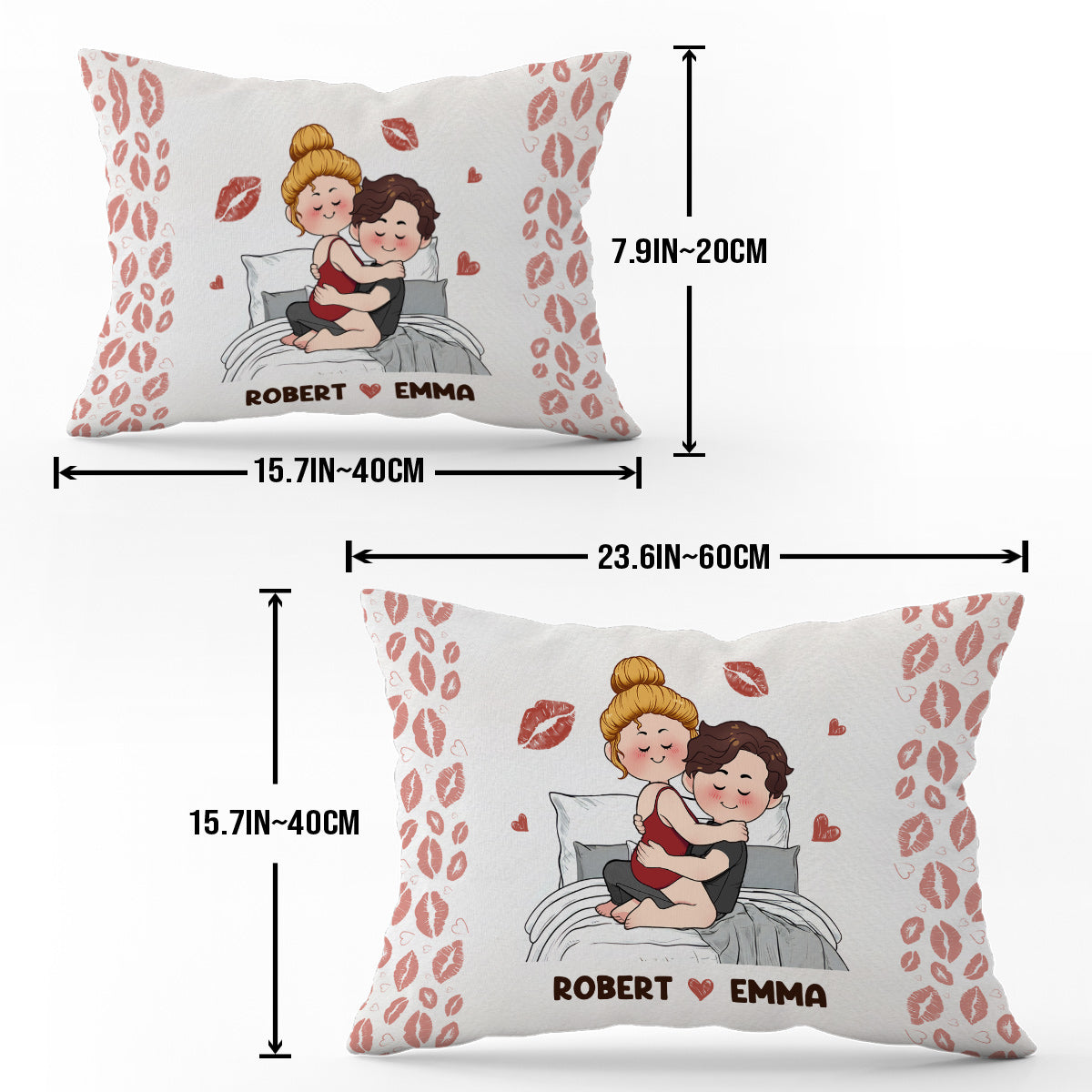 Je t'aime - Housse de coussin rectangulaire personnalisée pour couple