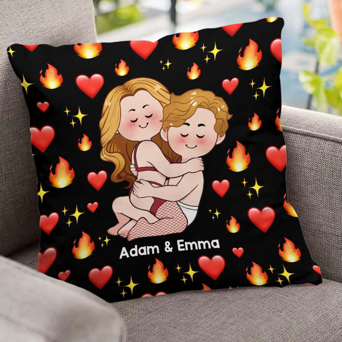 Merci d'être si sexy - Coussin décoratif personnalisé pour couple