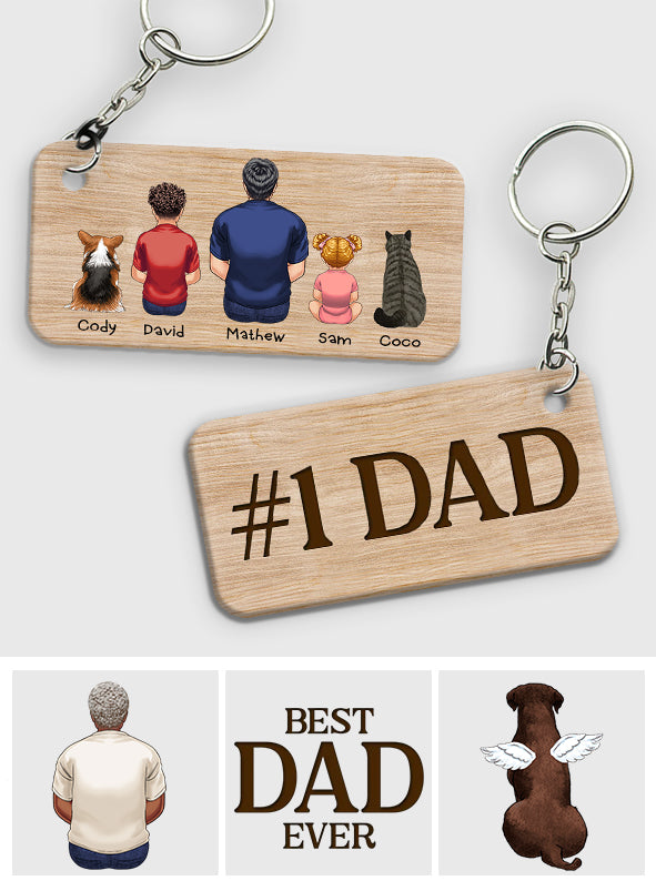 Meilleur papa du monde - Porte-clés personnalisé pour homme, enfants, chien et chat