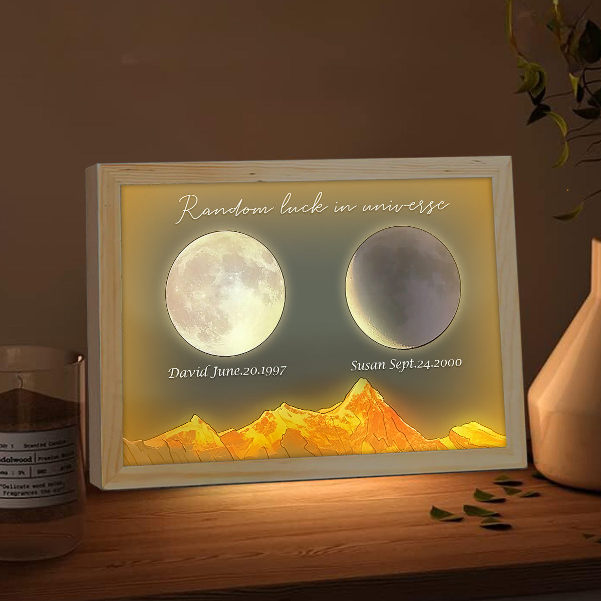 Random Luck In Universe - Personalized Couple Light Photo Frame