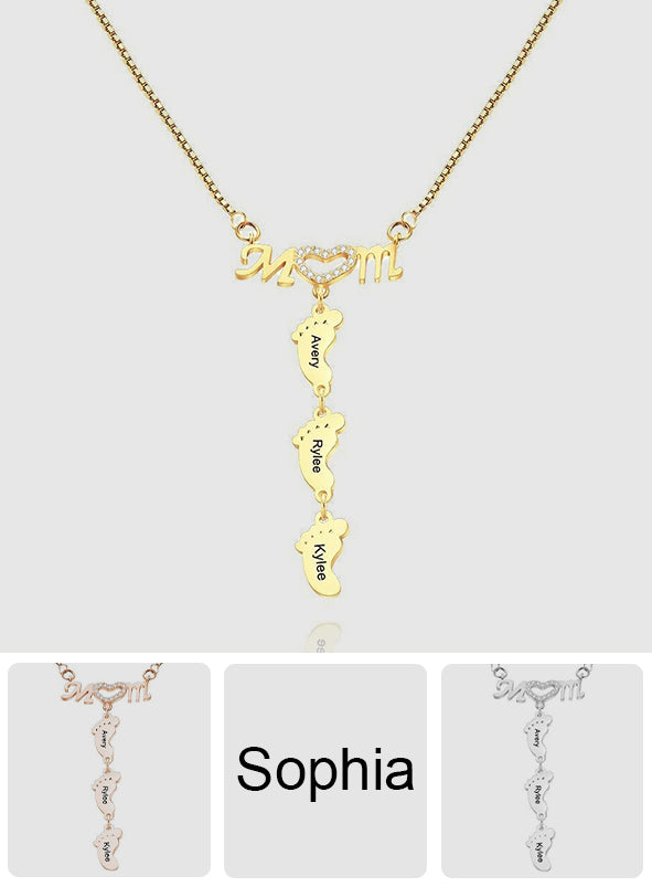Collier personnalisé avec gravure des pieds de bébé - Collier pour maman