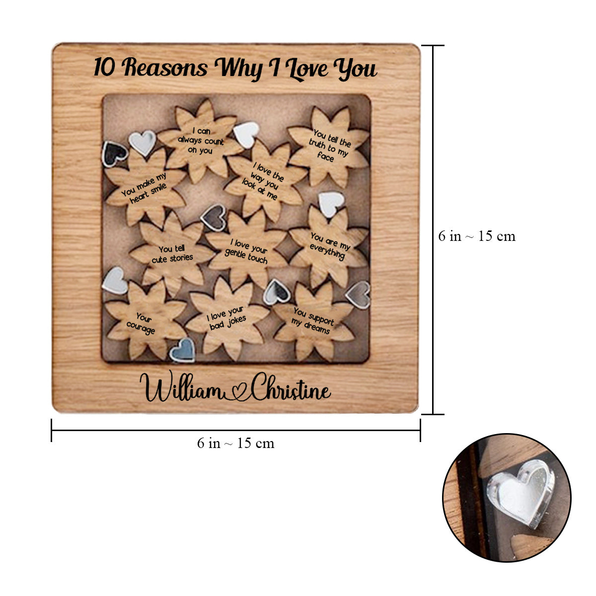 Reasons Why I Love You - Personalized Couple Why I Love You Wooden Frame With Charms