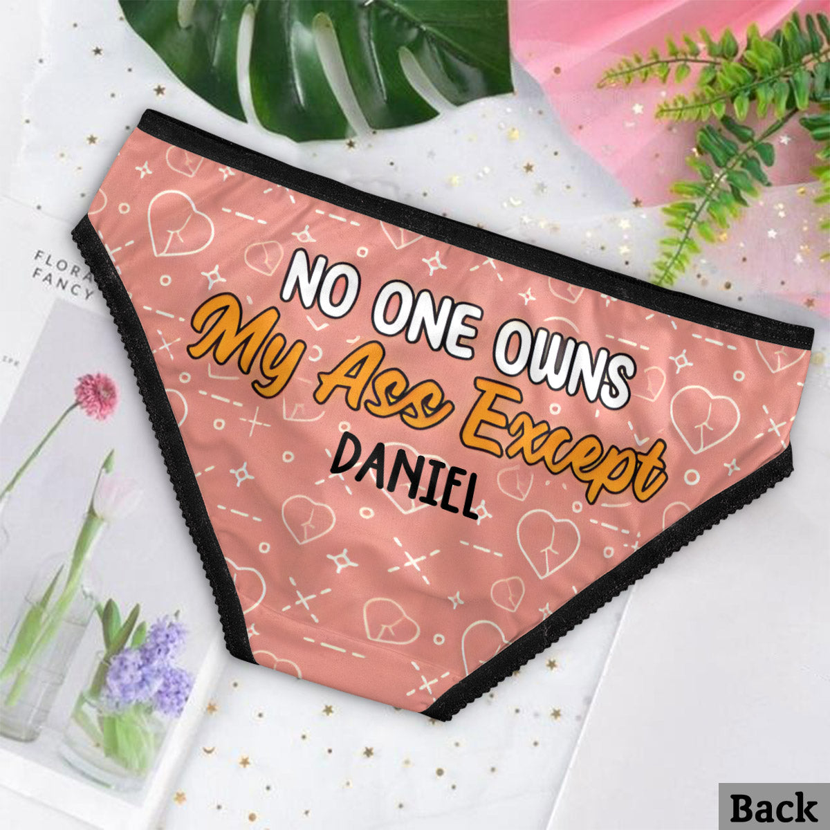 Personne ne possède mes fesses sauf toi - Culottes personnalisées pour couples avec bordure en dentelle