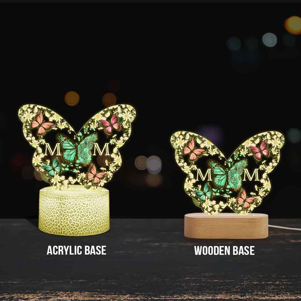 Plaque lumineuse personnalisée « Papillons Mère et Enfants » - Socle lumineux en forme de mère