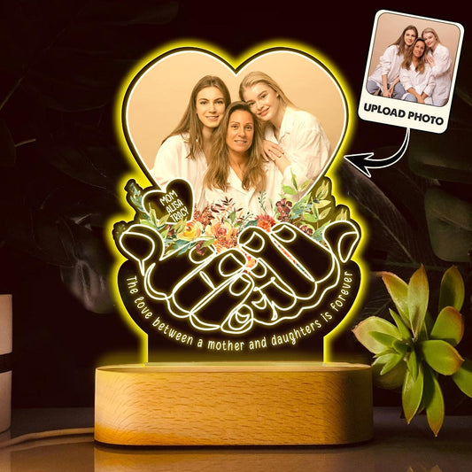 L'amour entre une mère et ses enfants est éternel - Plaque lumineuse personnalisée en forme de mère