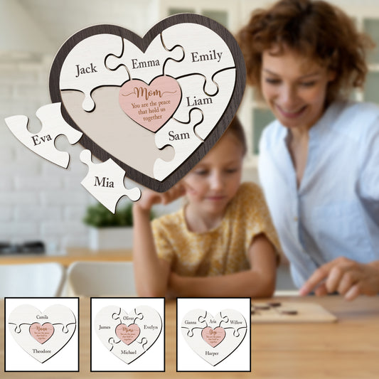 Maman, tu es le pilier de notre famille - Puzzle personnalisé avec le nom de maman