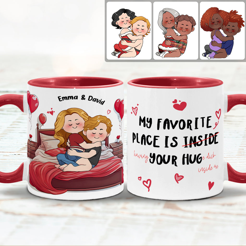 Mon endroit préféré, c'est ton énorme D en moi - Mug personnalisé pour couple