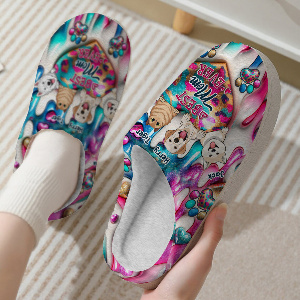 Meilleure maman du monde - Pantoufles personnalisées pour chiens