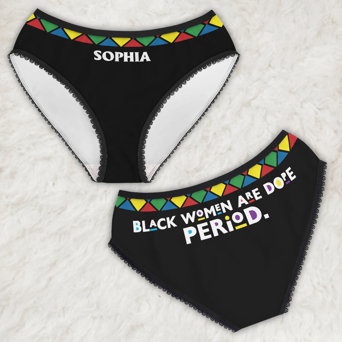 Les femmes noires sont géniales, point final - Culottes personnalisées avec bordure en dentelle afro-américaine pour femmes