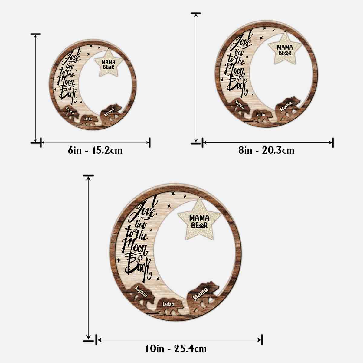 Plaque en bois personnalisée « Maman Ours » (titre au choix) - Panneau en bois double couche - Personnalisation possible