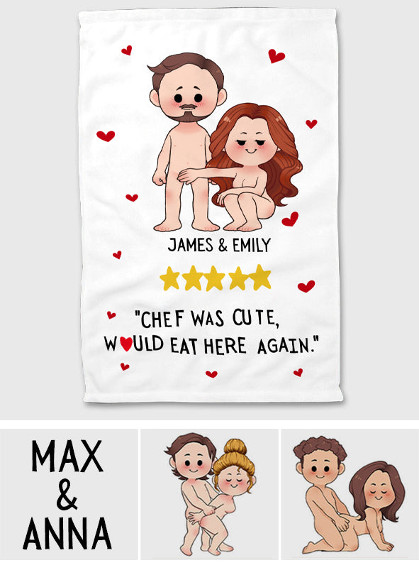 Le chef était adorable, je reviendrais manger ici avec plaisir - Serviette personnalisée pour couple