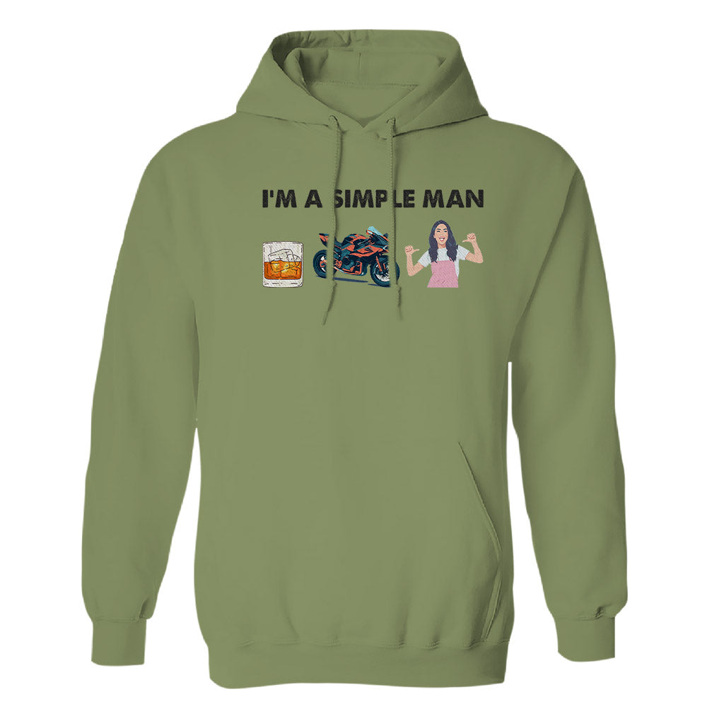 I'm A Simple Man - Personalized Couple Embroidered Hoodie