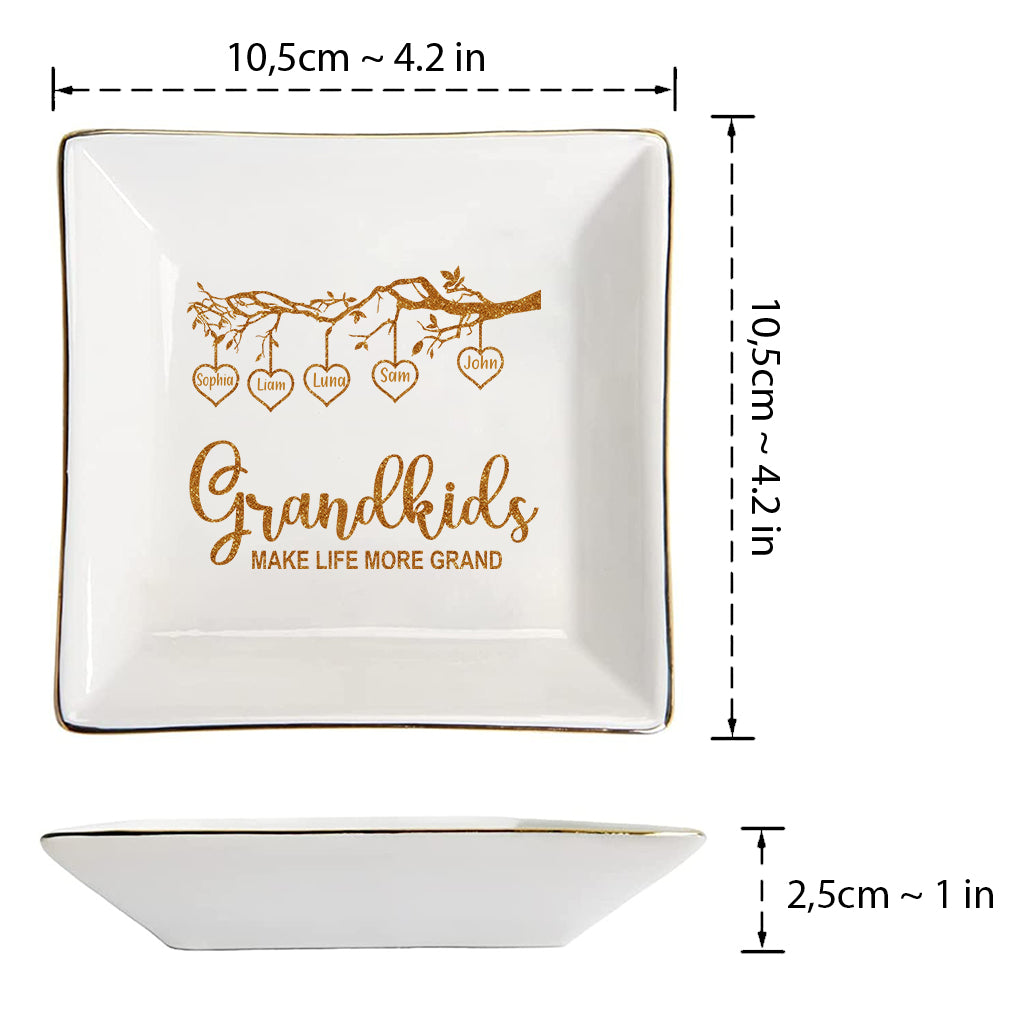 Grandkids Make Life More Grand - Personalized Grandma Jewelry Dish
