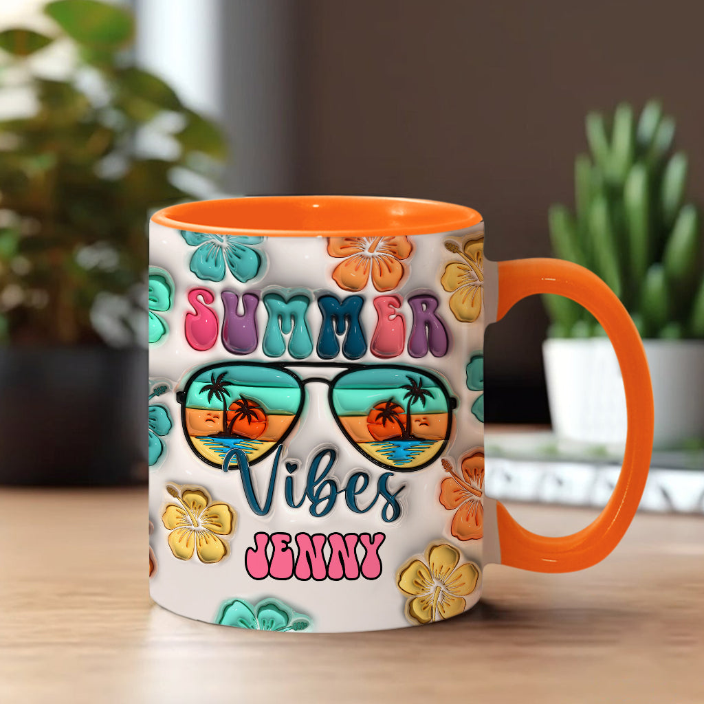 Summer Vibes Inflated - Personalized Sea Lover Accent Mug