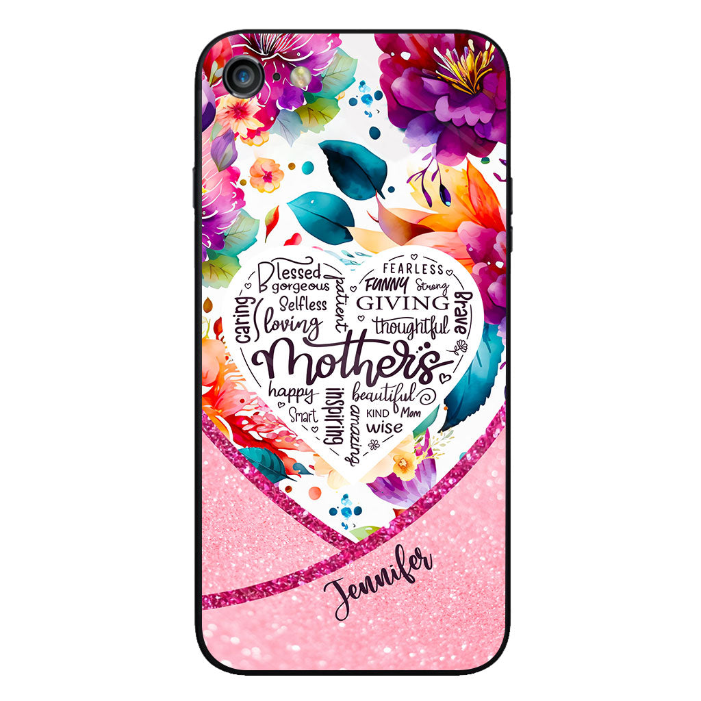 Coque de téléphone transparente personnalisée « Maman est belle » à motif floral vibrant