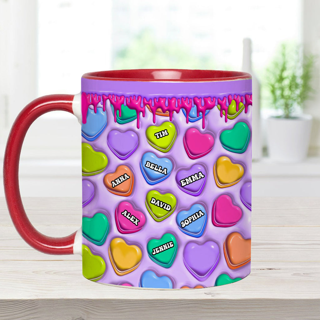 Touche ce cœur, je t'aime mamie, mamie, mamie, maman - Mug personnalisé pour maman