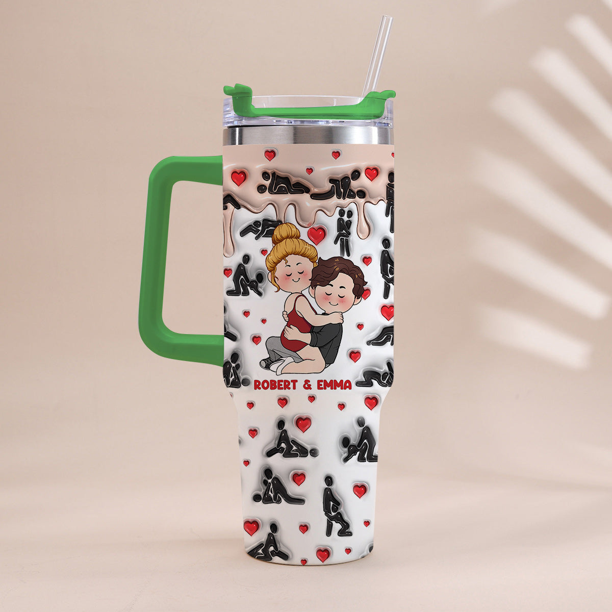 My Favorite Thing To Do Is You - Personalized Couple Tumbler With Handle