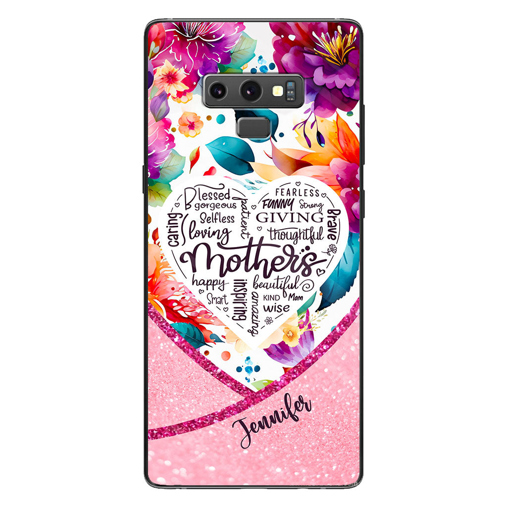 Coque de téléphone transparente personnalisée « Maman est belle » à motif floral vibrant