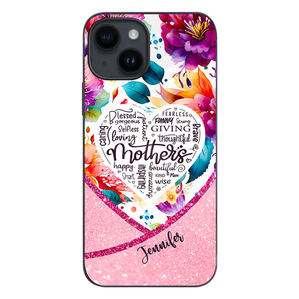 Coque de téléphone transparente personnalisée « Maman est belle » à motif floral vibrant