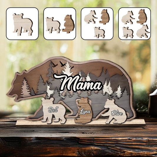 Maman Ours - Décoration personnalisée pour maman, 1 grand plateau autoportant