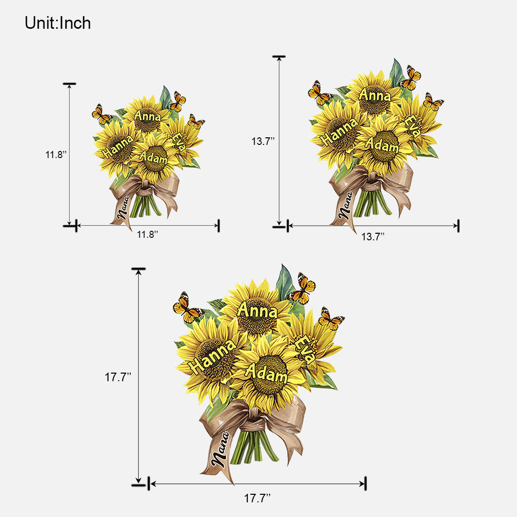 Tournesols de la maman de grand-mère - Panneau en bois personnalisé en forme de grand-mère