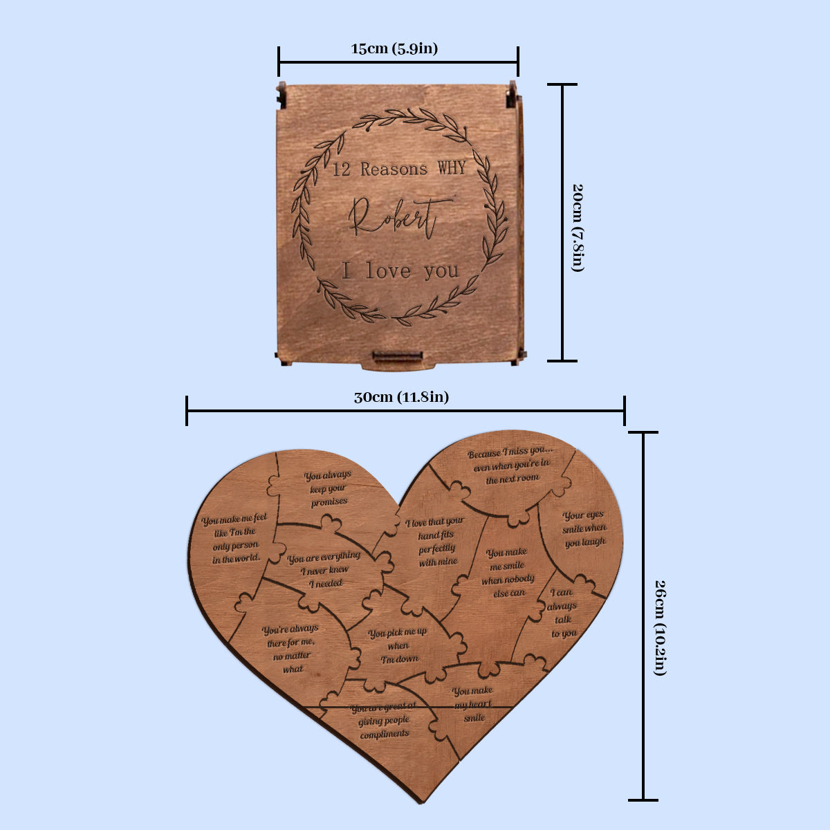 Raisons pour lesquelles je t'aime - Puzzle en forme de cœur personnalisé pour les couples